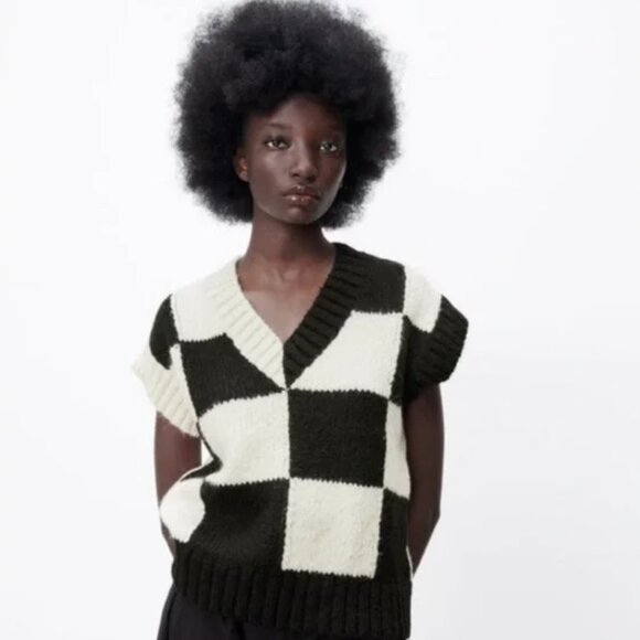 Zara PLAID KNIT VEST - Picture 5 of 10